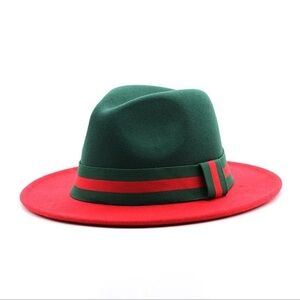 Stylish Green and Red Fedora Hat